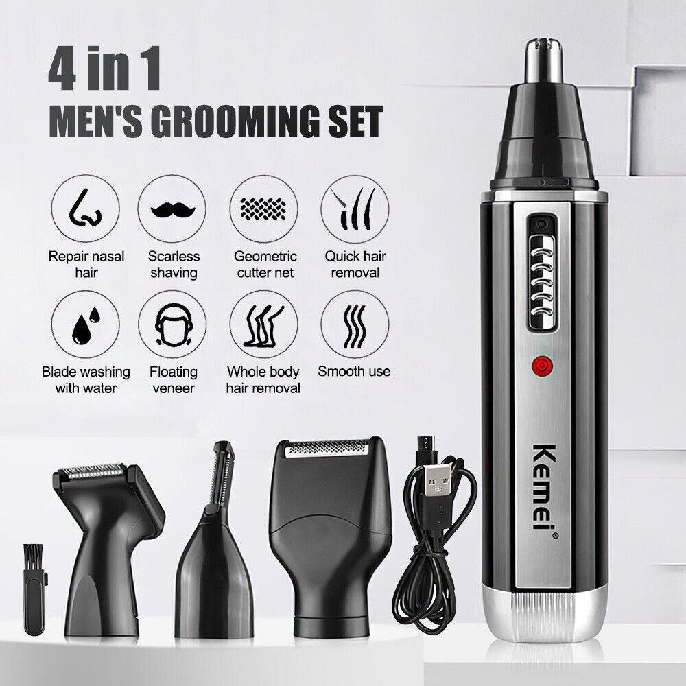 4 In 1 Rechargeable Hair Beard Eyebrow Ear Nose Shaver Trimmer Electric Kits UK