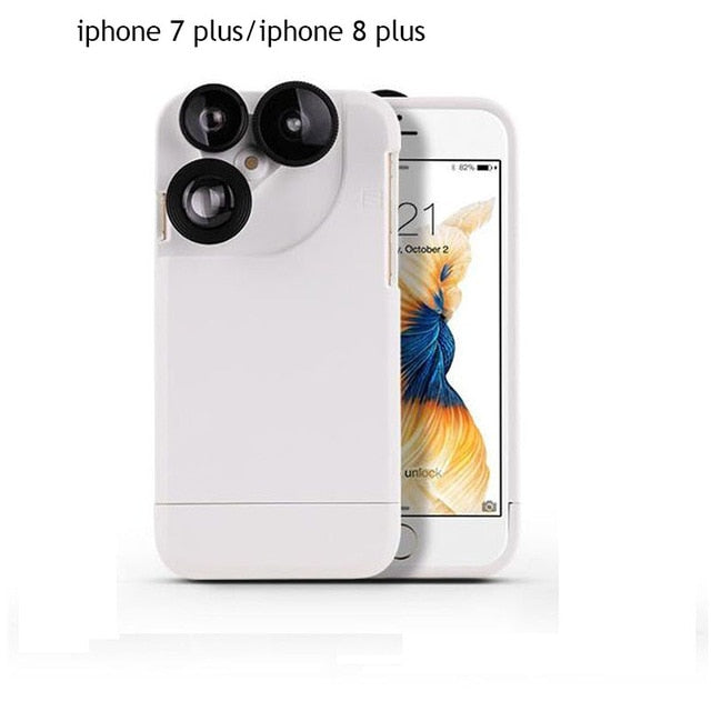 4 In 1 Telescope lense Mobile Phone Case for Iphone x 8plus 7 plus 6 plus 8 7 6s Camera lenses Outdoor Hunting