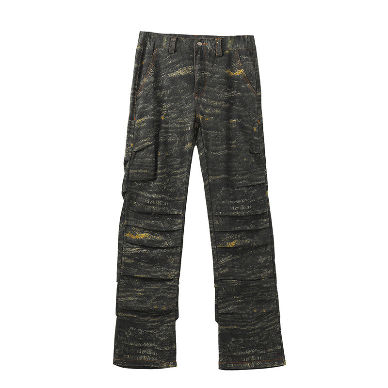 American High Street Vibe Pleated Camouflage Jeans