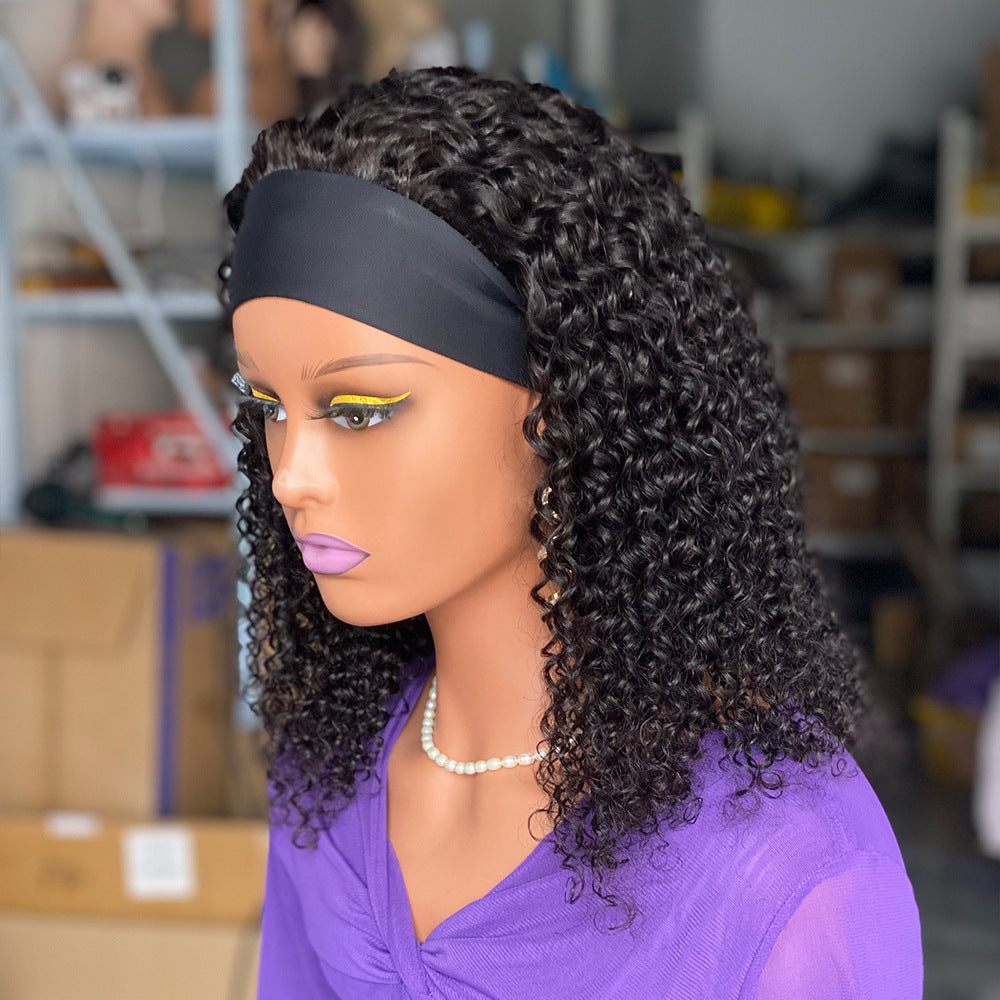 200 Curly Headbandwig Human Hair Wigs